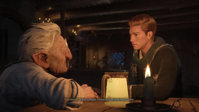 Hogwarts Legacy student levitates book inside stone classroom