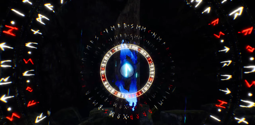 Train traveling on elevated track through city skyline