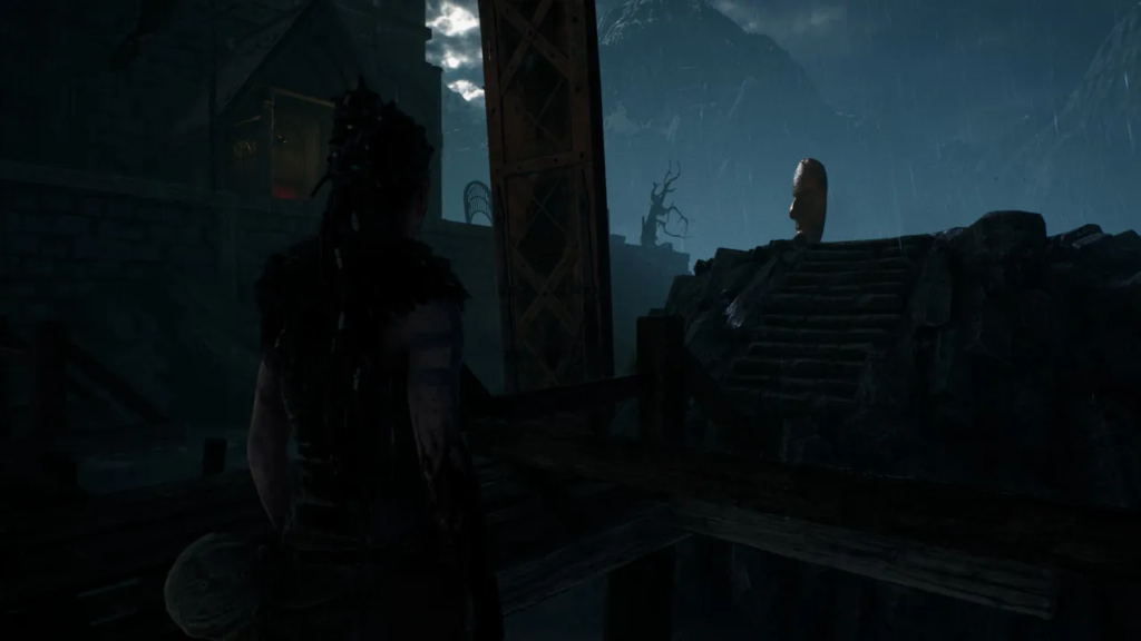 Person jumping across shipping containers at night dock