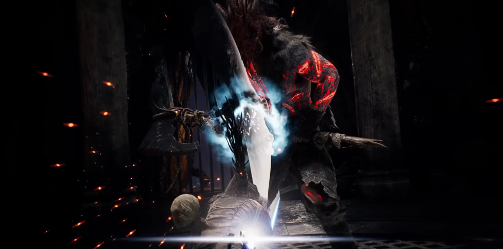 Police officer speaks at doorway in snowy neighborhood