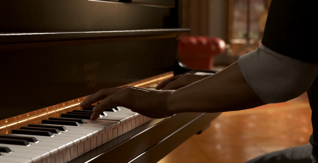 Руки играют на пианино в комнате