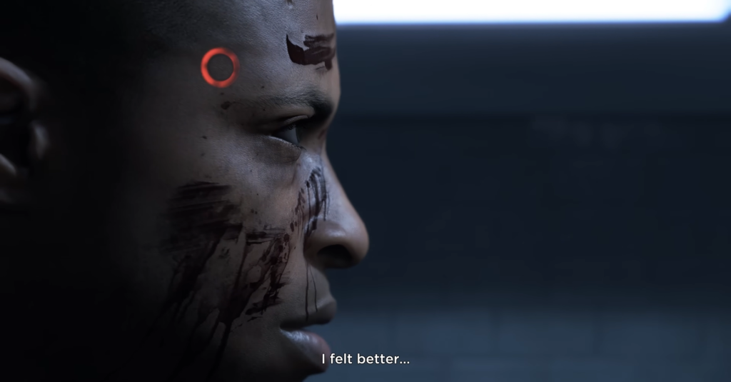 Кара из Detroit: Become Human смотрит в сторону в комнате