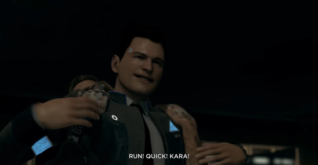Коннор из Detroit: Become Human удерживает Кару в темноте