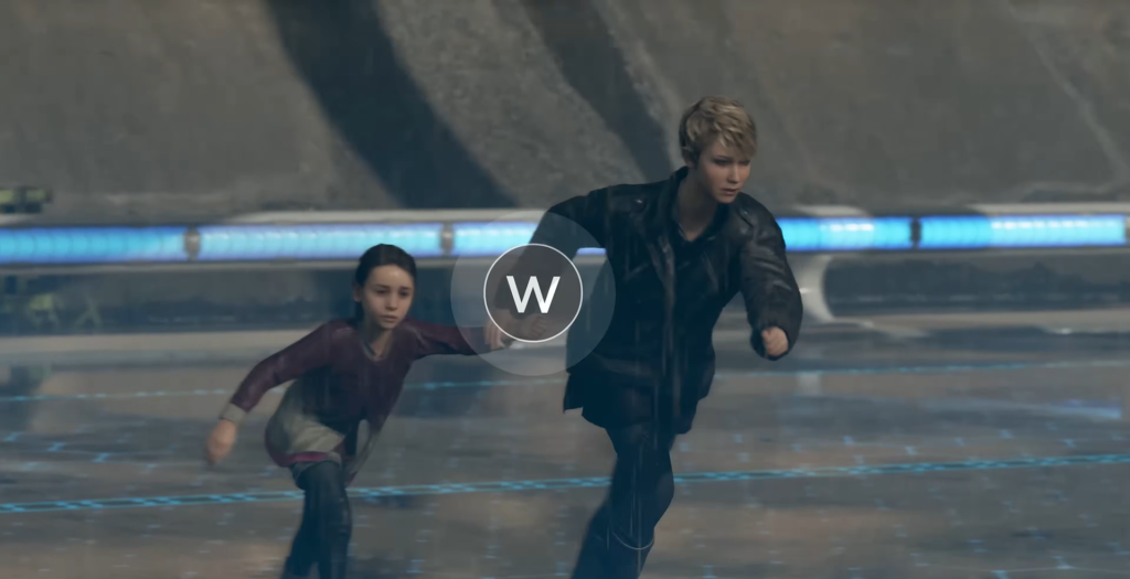 Кара и Алиса бегут по мокрой дороге Detroit: Become Human