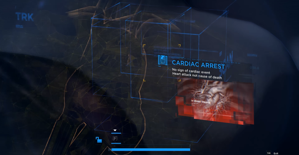 Голографический медицинский интерфейс показывает остановку сердца на экране