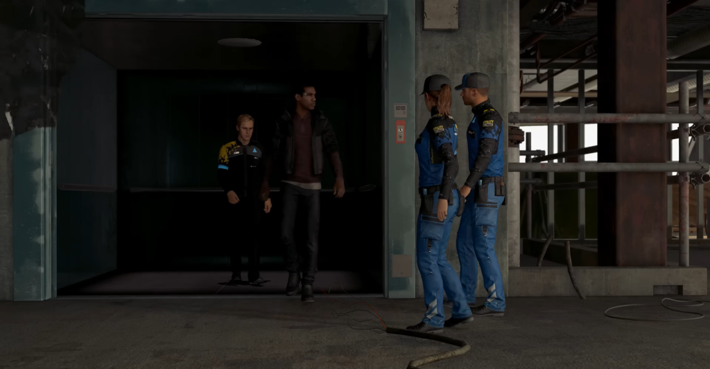 Коннор и Маркус выходят из лифта, Detroit: Become Human