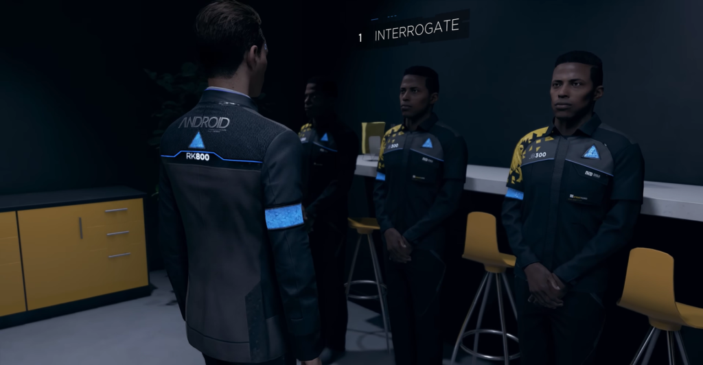 Коннор из Detroit: Become Human допрашивает андроидов в баре
