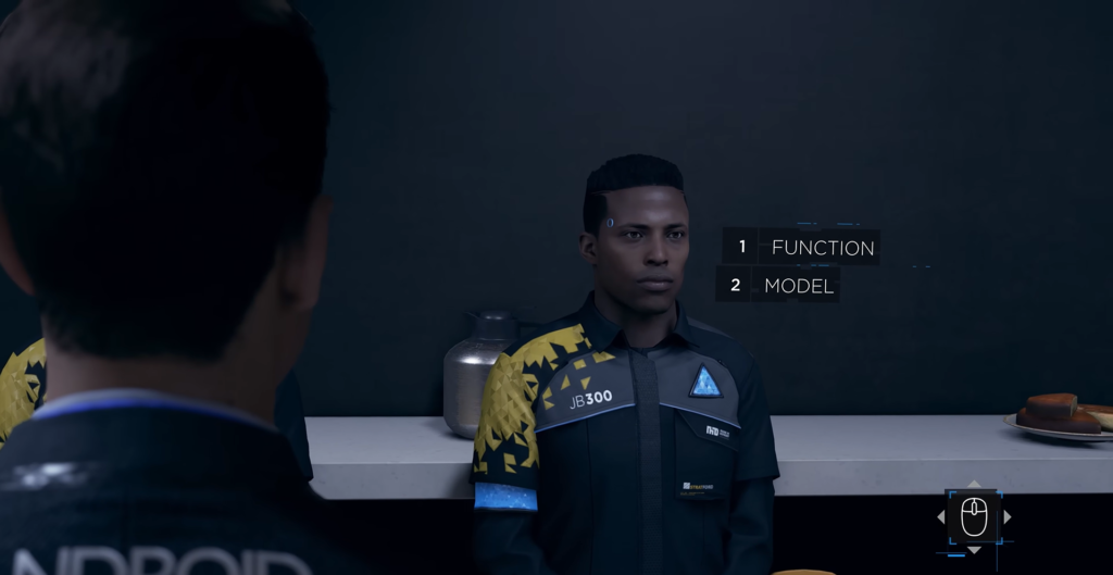 Андроид Джонатан из Detroit: Become Human стоит в комнате