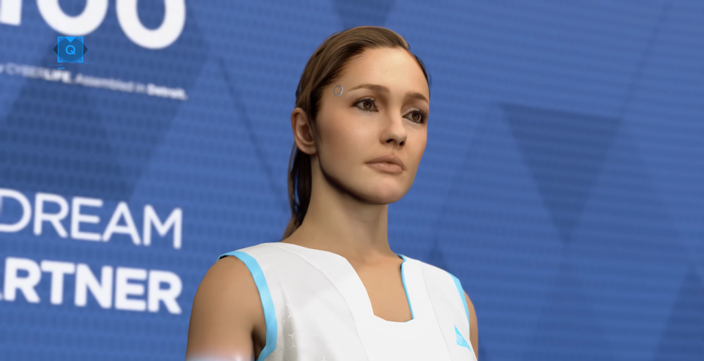 Андроид Хлоя из Detroit: Become Human стоит на сцене