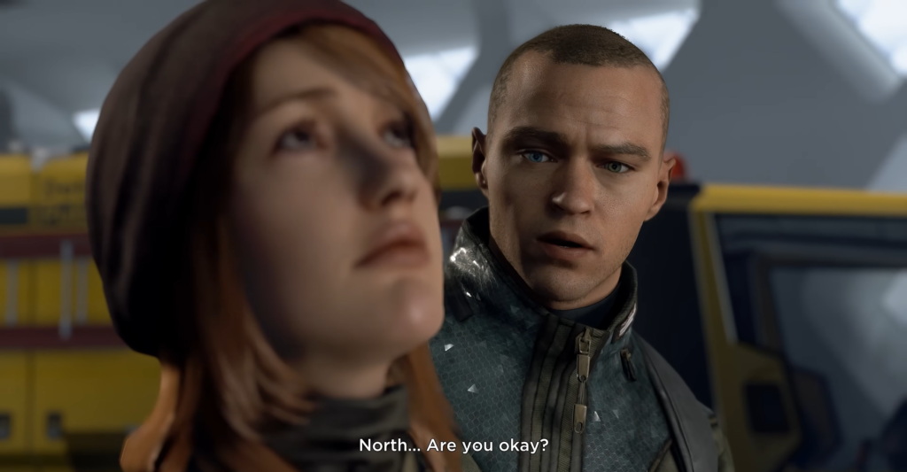 Маркус и Норт из Detroit: Become Human в автобусе