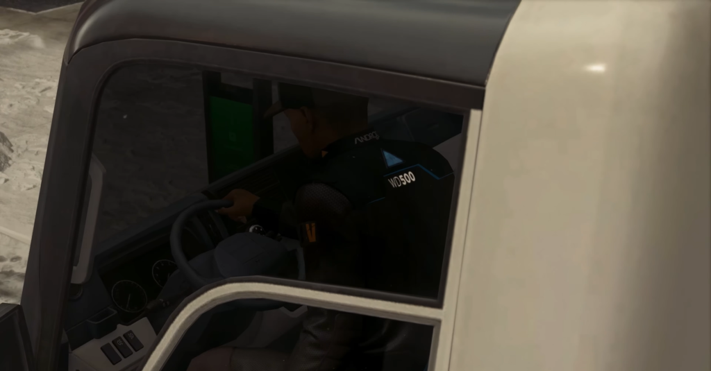 Андроид WD500 ведет машину в салоне