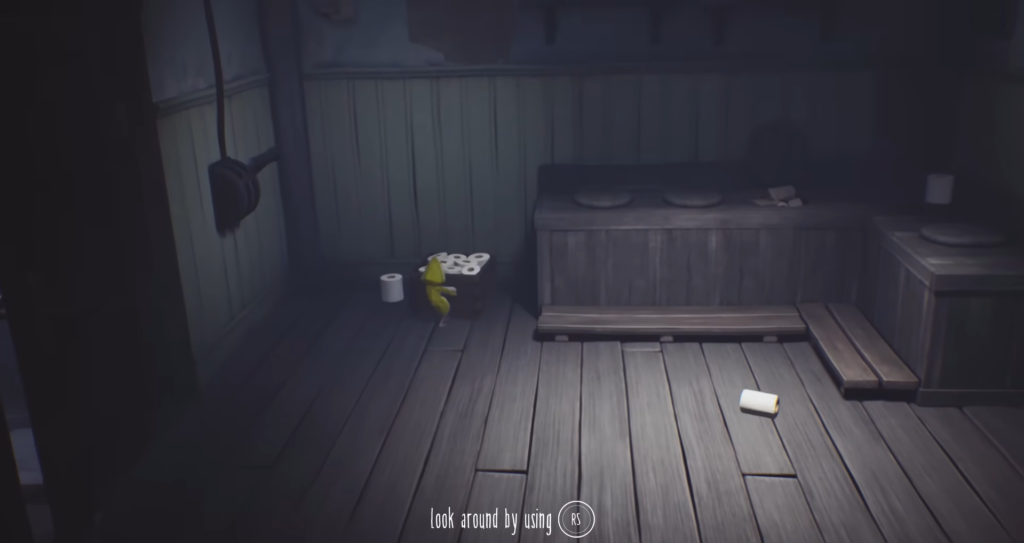 Шестая из Little Nightmares несёт туалетную бумагу в ванной