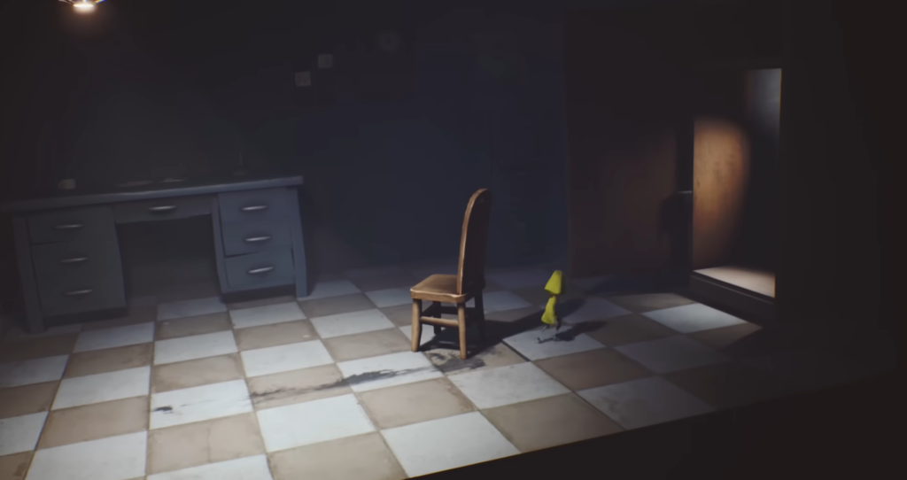 Шестая из Little Nightmares идет по кухне
