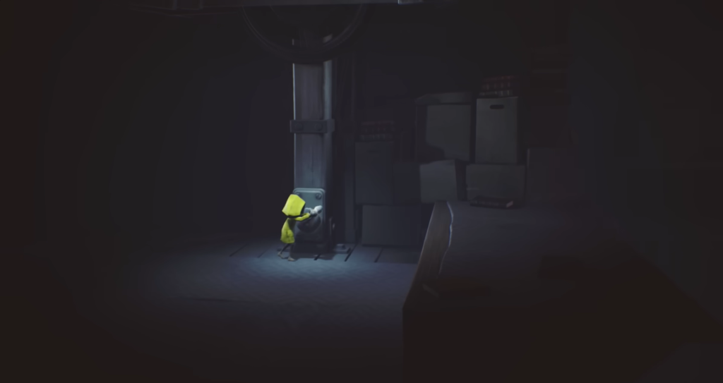 Шестая из Little Nightmares крутит вентиль в комнате