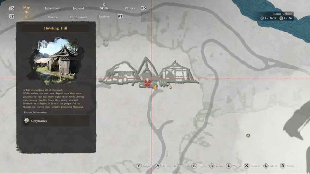 Карта Dragon's Dogma 2 показывает локацию Howling Hill