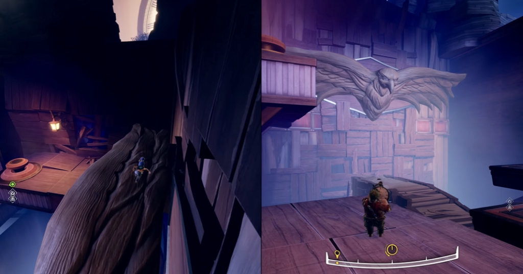 Мэй и Коди бегут по деревянным платформам в It Takes Two