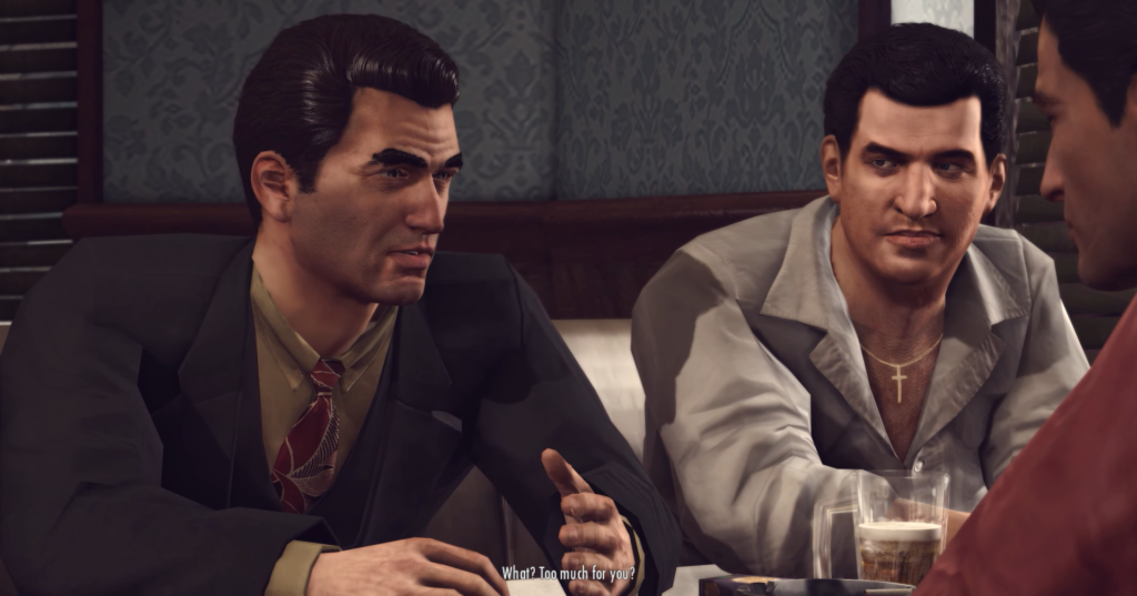 Вито Скалетта и Джо Барбаро разговаривают в баре Mafia II
