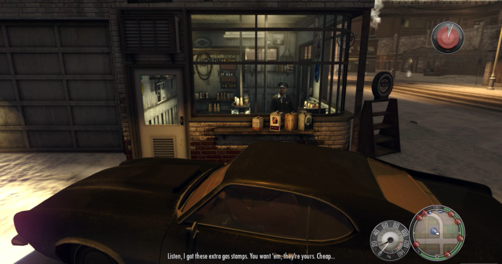 Автомобиль стоит у окна автозаправки ночью