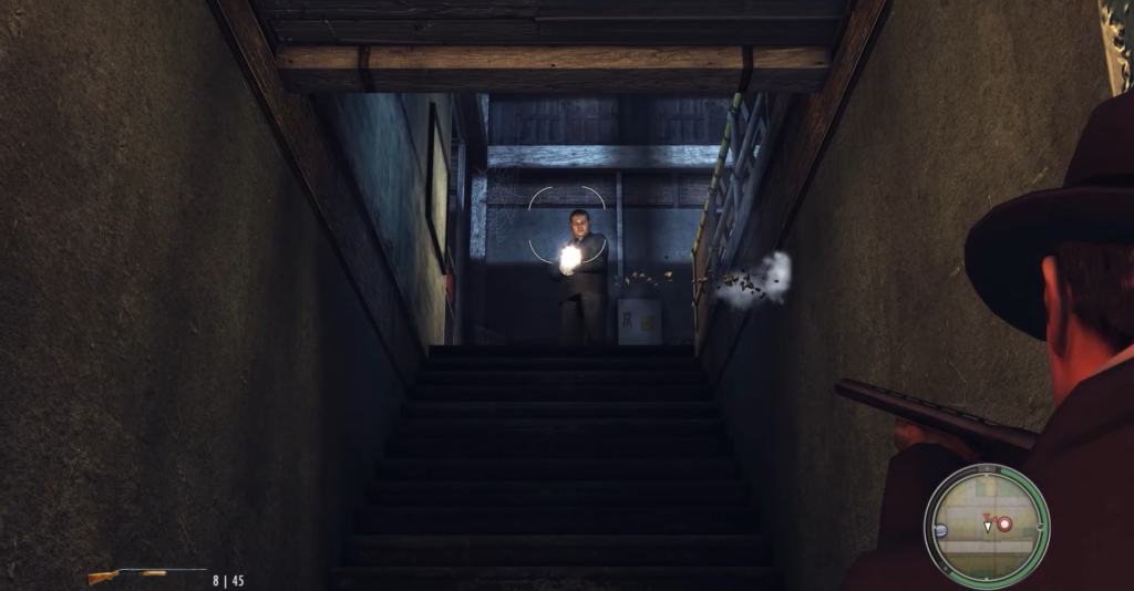 Перестрелка в Mafia II на лестнице подвала