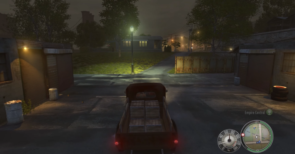 Пикап едет ночью по улице в Mafia II