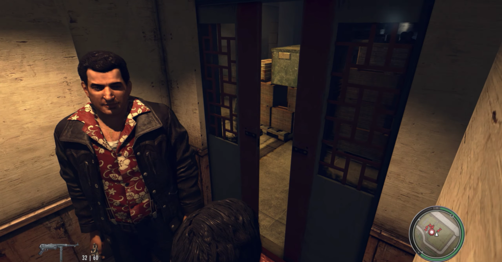 Вито Скалетта из Mafia II стоит в лифте