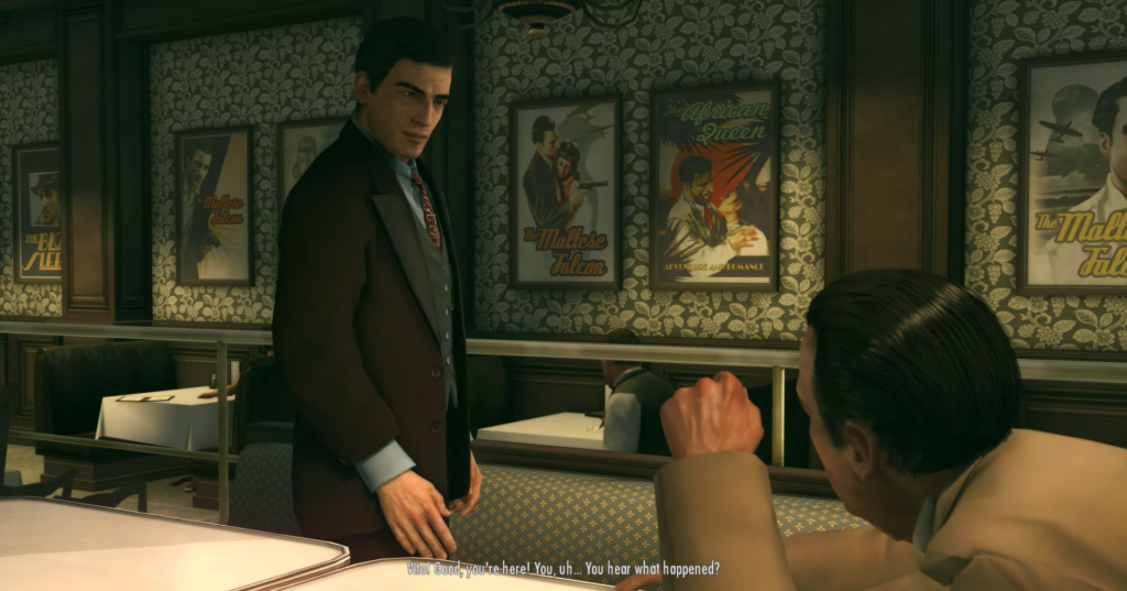 Вито Скалетта разговаривает в ресторане, Mafia II