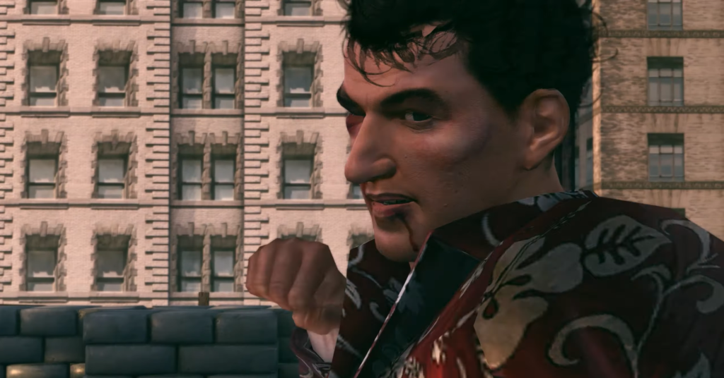 Мужчина с синяком под глазом в городе