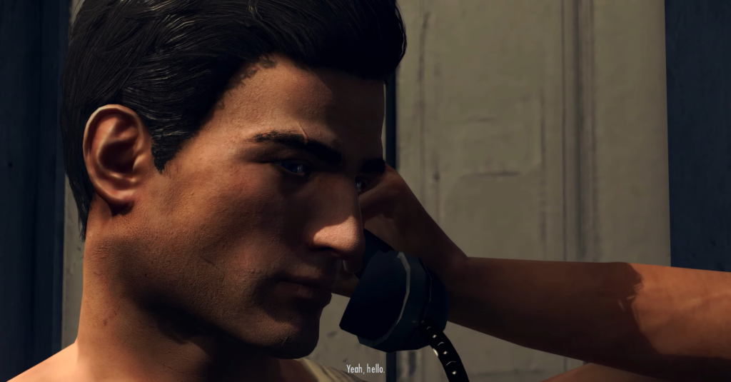 Вито Скалетта Mafia II говорит по телефону в комнате