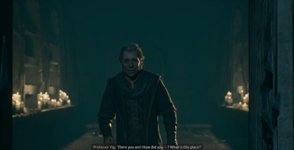 Профессор Фиг идёт по коридору со свечами