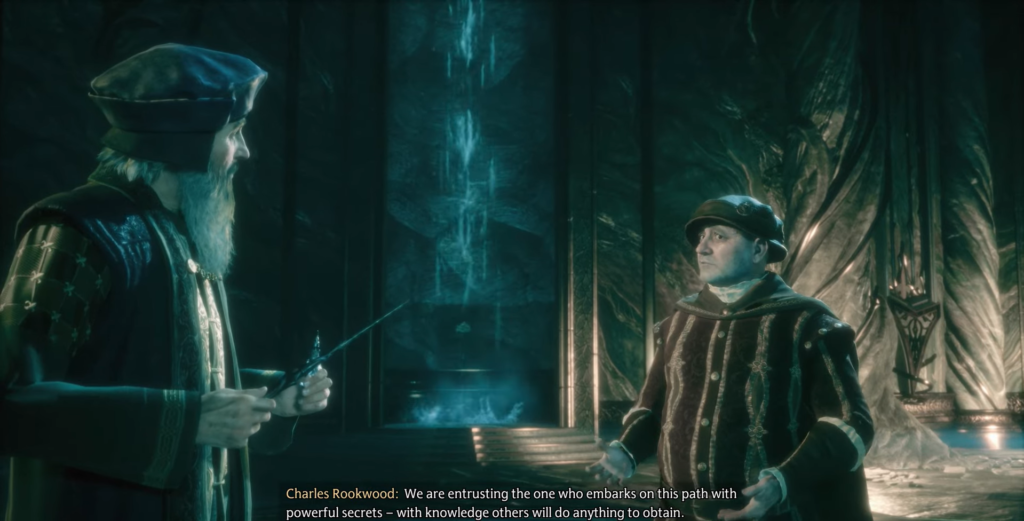 Чарльз Руквуд разговаривает с волшебником в зале