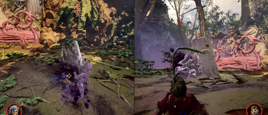 Мэй и Коди сражаются с кристаллом в лесу