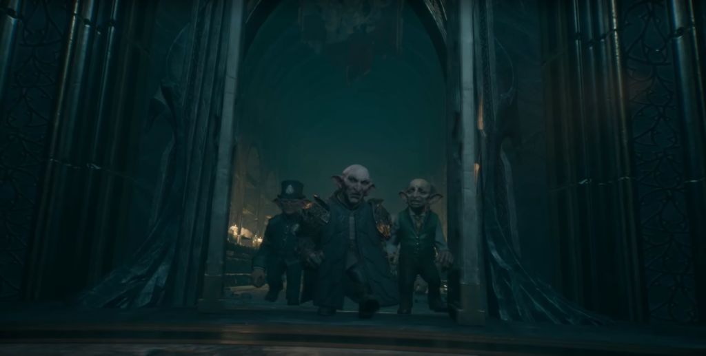 Три гоблина входят в арку в замке