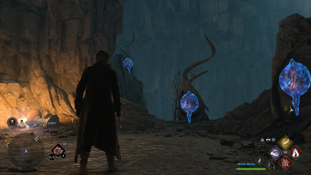 Персонаж Hogwarts Legacy стоит в пещере у порталов