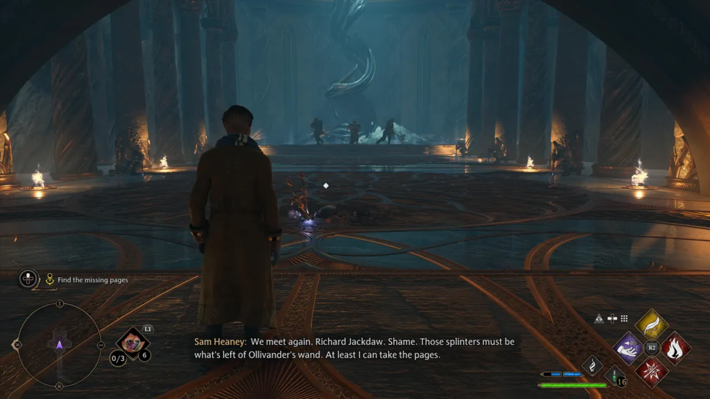 Персонаж стоит в зале, Hogwarts Legacy