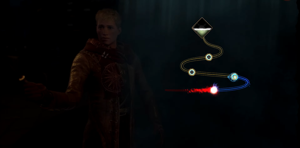 Меню выбора пути с цветными линиями на экране