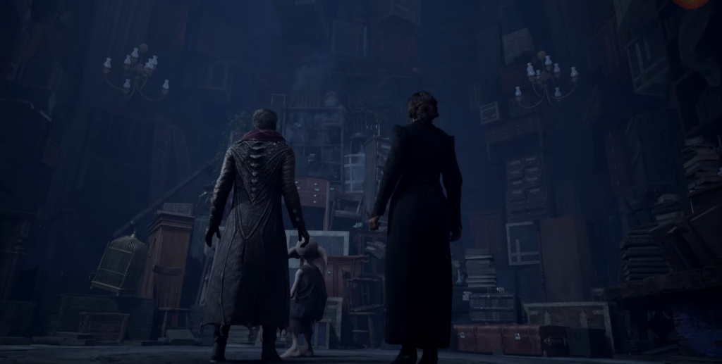 Два волшебника стоят в темной комнате с книгами