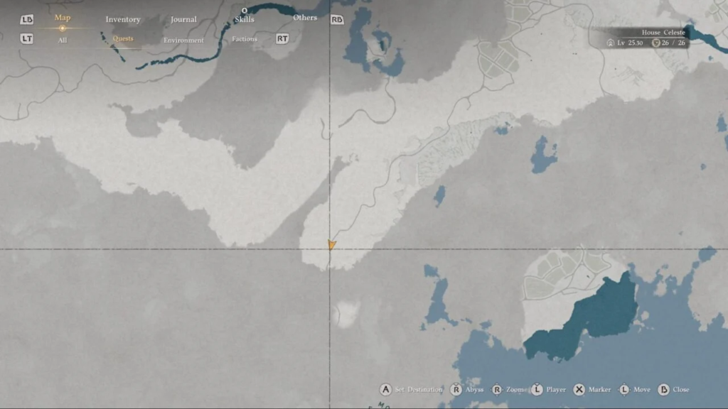 Карта мира в игре, курсор у берега