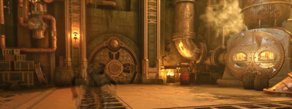 Пар из труб в промышленном помещении с котлом