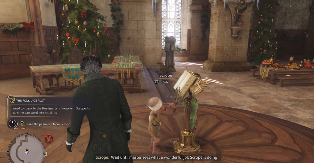 Игрок разговаривает со Скоупом в Хогвартсе Hogwarts Legacy
