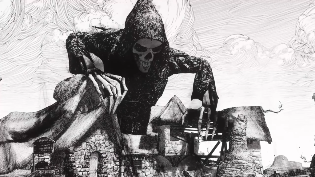 Смерть в капюшоне нависает над деревенскими домами