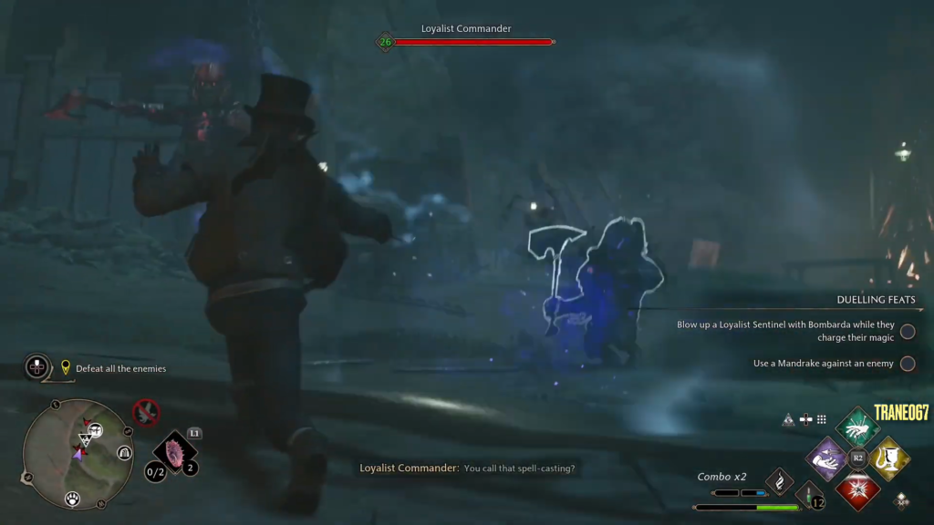 Волшебник сражается с Loyalist Commander в Hogwarts Legacy