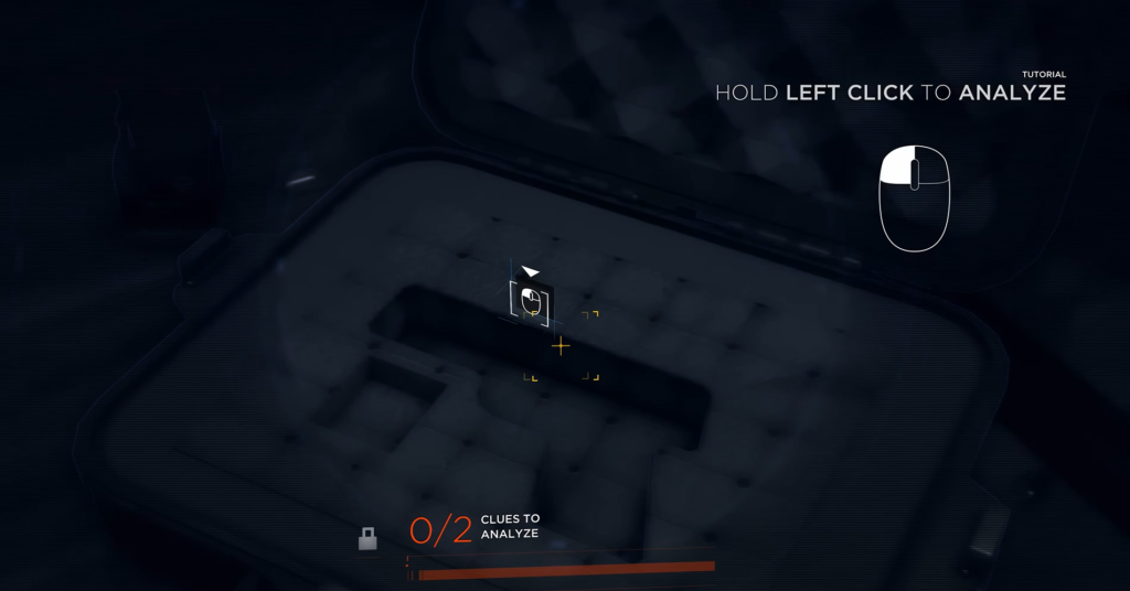 Курсор анализирует чемодан в интерфейсе Detroit: Become Human