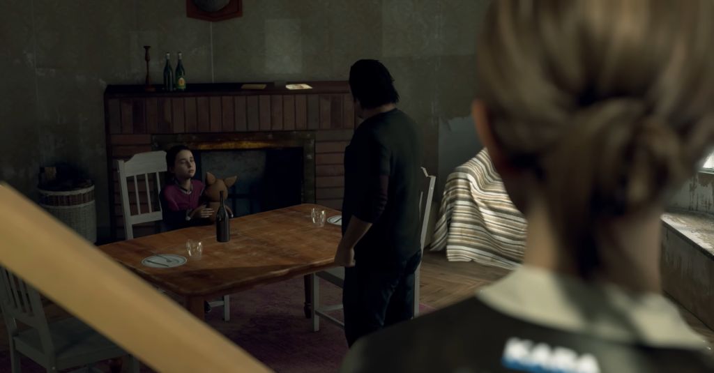 Кара и Алиса смотрят на Лютера в столовой