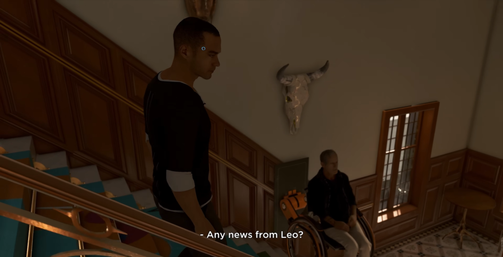 Маркус из Detroit: Become Human спускается по лестнице в доме