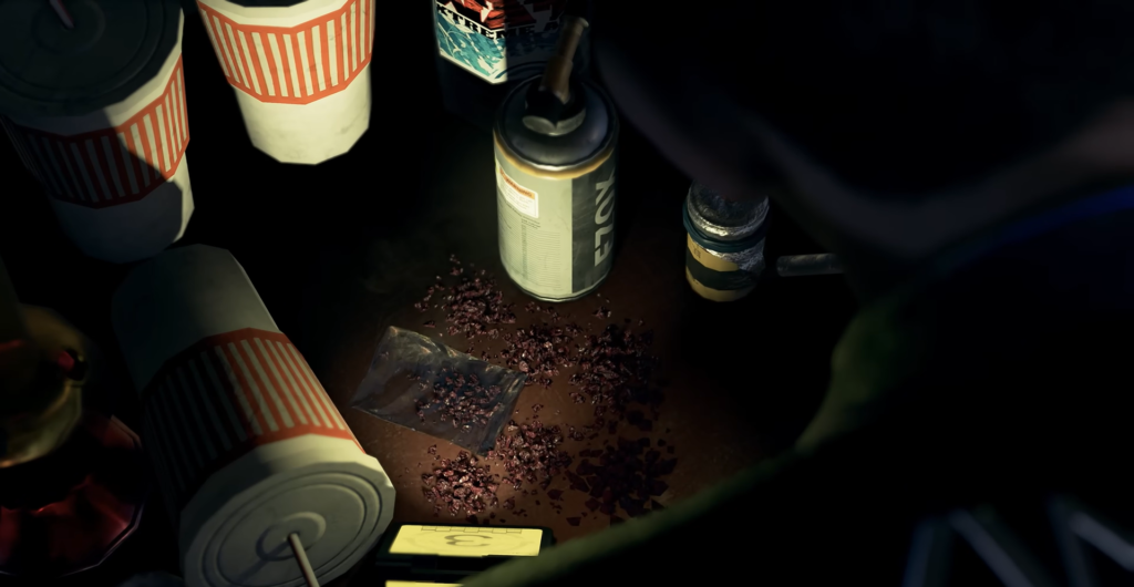 Стаканы и банка на столе с крошками