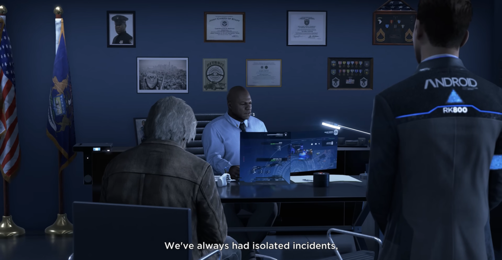 Коннор RK800 из Detroit: Become Human стоит в офисе