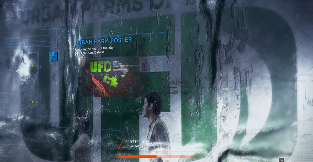 Коннор из Detroit: Become Human анализирует плакат UFD