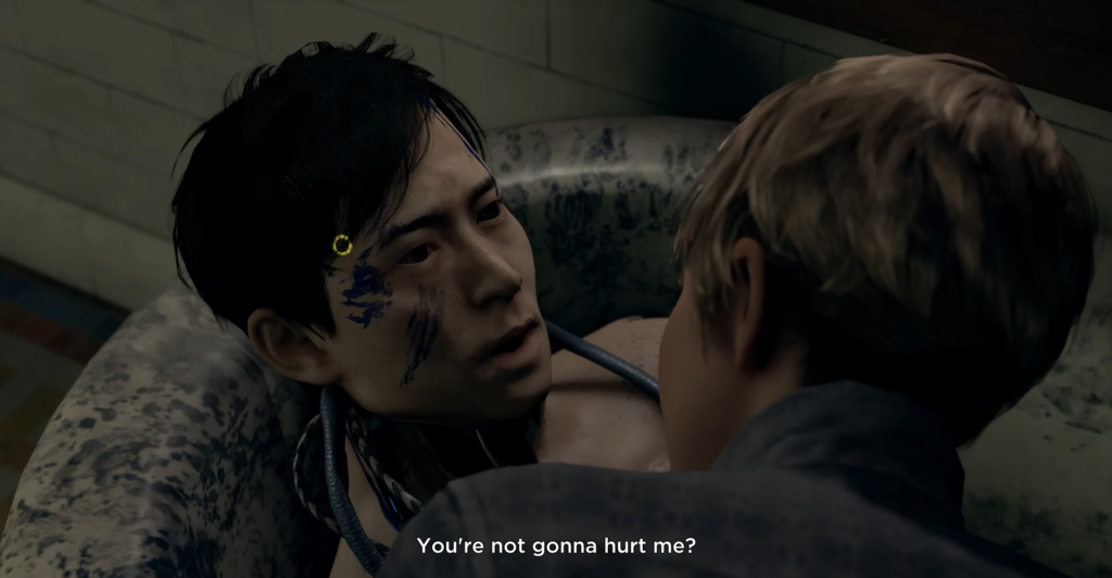 Андроид Кара в Detroit: Become Human лежит в ванне