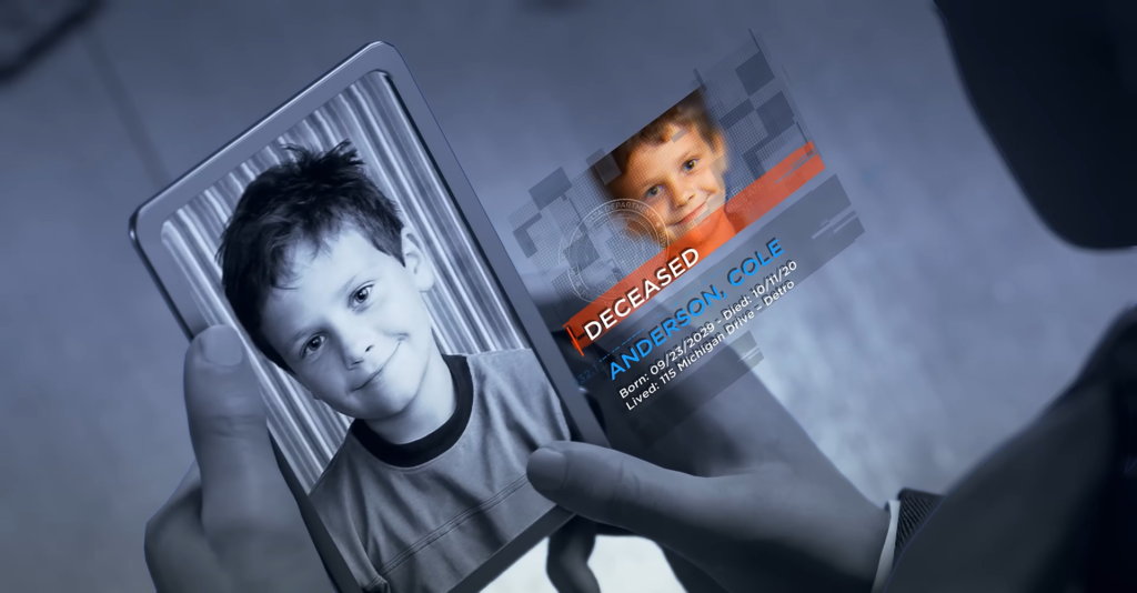 Рука держит планшет с профилем Anderson Cole, Detroit: Become Human