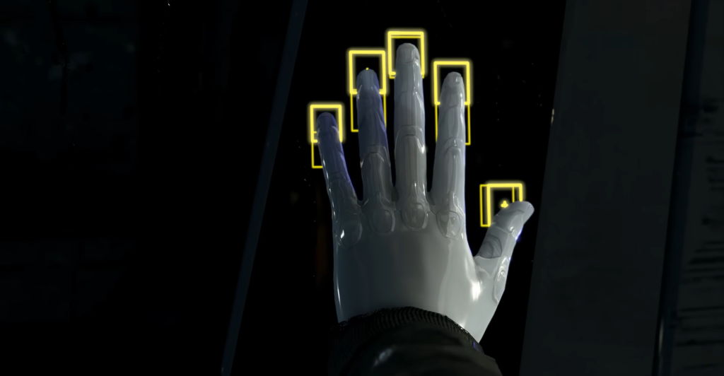 Роботизированная рука касается панели с жёлтыми метками